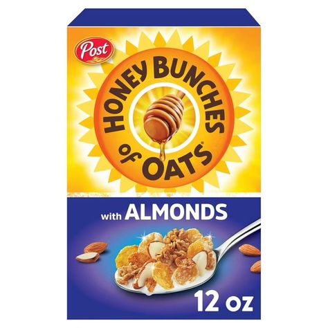 Post Honey Bunches of Oats with Almonds Breakfast Cereal, 12 oz Box - Walmart.com Oats Cereal, Honey Cereal, Honey Bunches Of Oats, Whole Grain Foods, Crispy Corn, Granola Clusters, Oat Cereal, Cereal Snacks, Cold Cereal