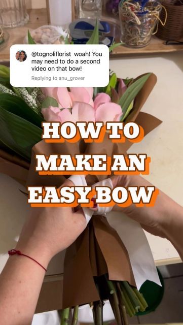 Ribbon On Vases Diy, Ribbon Vase Ideas, How To Make A Bow Bouquet For Rehearsal, Tying Ribbon On Bouquets, Ribbon On Bouquet Diy, Bows For Flower Arrangements, Bouquet Bows Diy, How To Tie A Bow With Ribbon On A Jar, How To Tie Bouquet With Ribbon