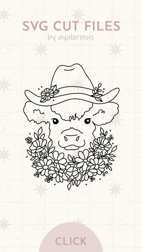 This cute highland cow svg file is great for t shirt design, sublimation, cup design, baby onesies DIY and more! Click and have fun crafting! ♡ Cow Hand Embroidery, Cow Face Svg, Baby Onesies Diy, Cow Head Svg, Cowboy Hat Svg, Cow T Shirt, Cow Svg, Cute Highland Cow, Cow Face