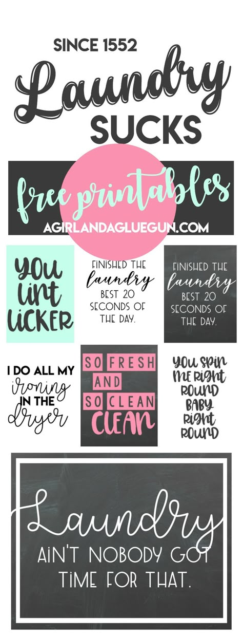 free Laundry room printables! - A girl and a glue gun Bathroom Signs Diy, Laundry Room Printables, Astuces Diy, Laundry Room Signs, Laundry Decor, Wall Decor Quotes, Diy Spring, Trendy Bathroom, Laundry Room Makeover