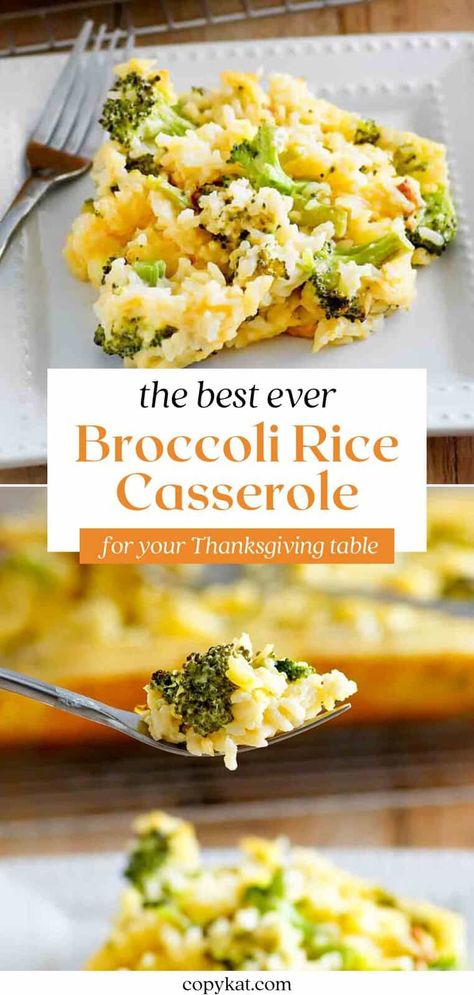 Looking for a great chicken side dish? This quick and easy broccoli cheese rice casserole recipe is for you! A few minutes of cooking butter, onion, Velveeta cheese, cream of chicken soup, and fresh broccoli on the stove top is all it takes. It's creamy, comforting, and full of flavor. Great with pork and turkey too. Be sure to watch the video! Cheese Rice And Broccoli, Cream Of Broccoli Casserole, Broccoli With Rice Recipes, Broccoli Cheese Rice Casserole Recipe, Rice Brocolli Cheese Casserole, Rice With Broccoli And Cheese, Broc Cheese Rice Casserole, Chicken Rice Broccoli Casserole Velveeta, Broccoli Rice And Cheese Casserole With Fresh Broccoli