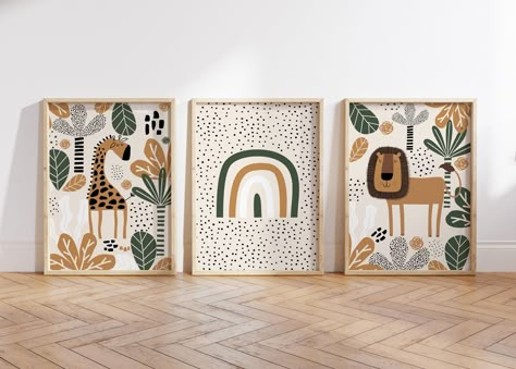 Boho Safari Nursery, Nursery Decor Green, Safari Nursery Wall, Safari Nursery Wall Art, Wall Print Set, Safari Wall Art, Safari Nursery Art, Safari Nursery Prints, Baby Boy Nursery Decor