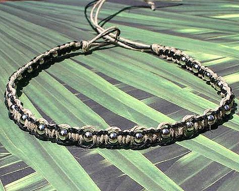 Hemp Necklace With Metal Beads Black and by SunnyBeachJewelry Hemp Jewelry Patterns, Hemp Cord Necklace, Hemp Jewelry, Hemp Necklace, Thread Necklace, Hemp Cord, Beaded Material, Necklace Black, Cord Necklace