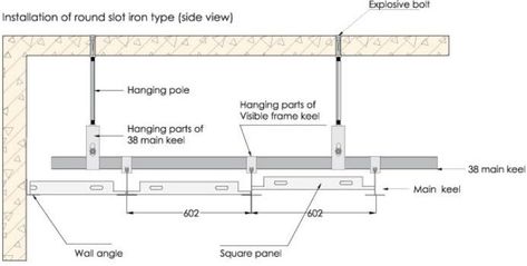 False Ceiling Section Detail Drawing, False Ceiling Details Drawing, Suspended Ceiling Detail, Ceiling Detail Drawing, False Ceiling Plan, False Ceiling Detail, False Ceiling Section, Suspended Ceiling Design, Architecture Blueprints