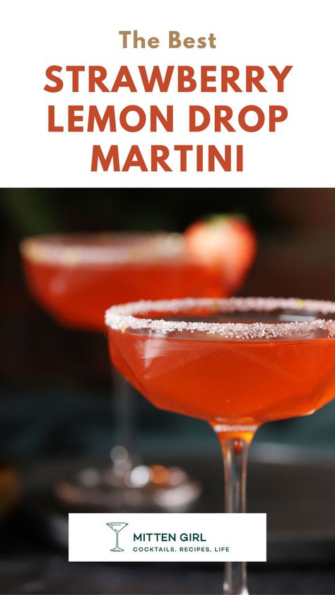 A little sweet and a lot tart, this Strawberry Lemon Drop Martini cocktail is full of bright summer flavors. Made with vodka, fresh lemon juice, homemade strawberry syrup, and orange liqueur, it's a fresh fruity drink that's perfect to serve at your next summer party.