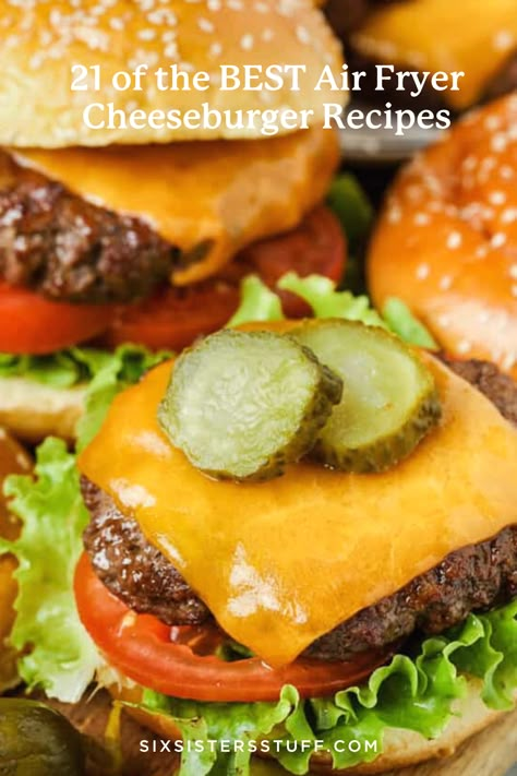 If you’re looking for an easy dinner we are sharing 21 of the BEST Air Fryer Cheeseburger Recipes made in a couple of minutes! Juicy hamburgers are always a family favorite, especially when paired with your favorite toppings, a melty slice of cheese and a side of French fries! Making a juicy burger in a shorter cooking time is easier than you might think when air frying! Air Fryer Cheeseburger, Cheeseburger Recipes, Homemade Burger Buns, Hot Chocolate Brownies, Juicy Hamburgers, Hot Chocolate Fudge, Hamburgers Grilled, Chocolate Chip Pudding Cookies, The Best Air Fryer