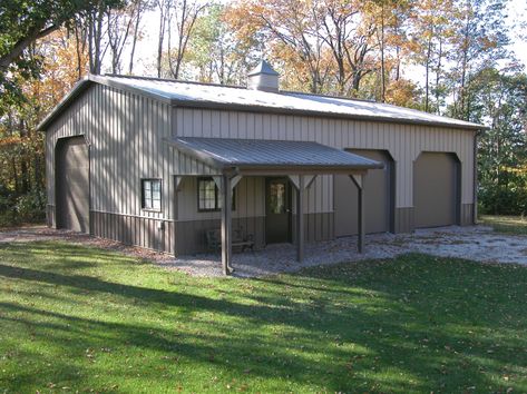 Metal Pole Barn Garage & Storage - Walters Buildings Pole Building Garage, Steel Garage Buildings, Pole Barn Shop, Metal Shops, Diy Pole Barn, Pole Barn Builders, Metal Houses, Metal Pole Barns, Garage Inspiration