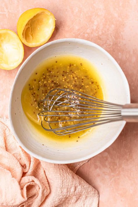 This lemon wholegrain mustard dressing is perfect to add to your favorite salad, roasted vegetables, chicken or fish. Mustard Seed Salad Dressing, Mustard Lemon Dressing, Whole Grain Mustard Dressing, Whole Grain Mustard Vinaigrette, Lemon Mustard Vinaigrette, Salad Dressing With Dijon Mustard, Roasted Garlic Dressing, Mackerel Salad, Vegetables Grilled