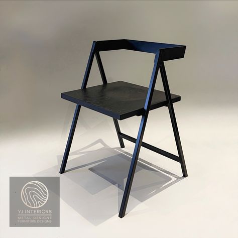 Handcrafted Wood and Metal Frame Dining Chair (Model Name: Walker), All Black Edition Metal Frame Dining Chair, Grass Land, Hand Chair, Acacia Wood Table, Kitchen Mood Board, Metal Bending Tools, Chair Size, Metal Bending, Simple Furniture