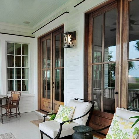 Wood French Doors Patio, Iron French Doors Patio, French Doors Patio Farmhouse, Backyard French Doors, Back Porch Door Ideas, French Exterior Doors, Wood French Doors Exterior, Farmhouse Patio Doors, Farmhouse French Doors