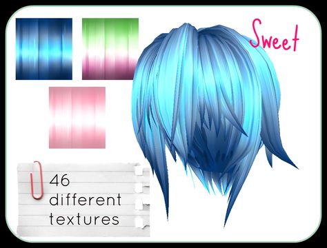 Sweet MMD Hair Textures by jackinn Vroid Hair Textures, Vroid Studio Texture, Vroid Hair, Mmd Hair, Vroid Studio, 3d Hair, Simple Anime, Texture Drawing, Cartoon Hair