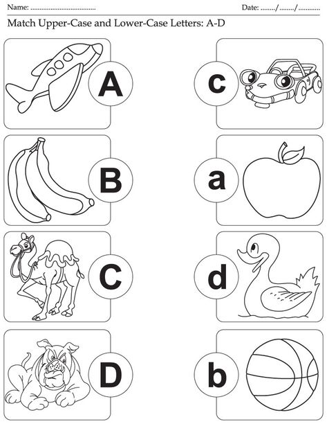 Match Upper-Case and Lower-Case Letters: A-D | Download Free Match Upper-Case and Lower-Case Letters: A-D for kids | Best Coloring Pages Abcd Worksheet For Kids, Abcd Worksheet, Letter Matching Worksheet, Letter B Worksheets, Thai Alphabet, Preschool Phonics, Kindergarten Reading Worksheets, Kindergarten Worksheets Free Printables, English Exam