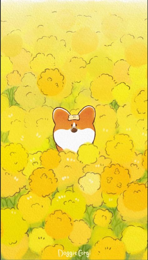 Doggie Corgi, Corgi Wallpaper, Z Wallpaper, Kawaii Background, Baby Illustration, Desktop Wallpaper Art, Cute Pastel Wallpaper, Dog Wallpaper, Foto Art