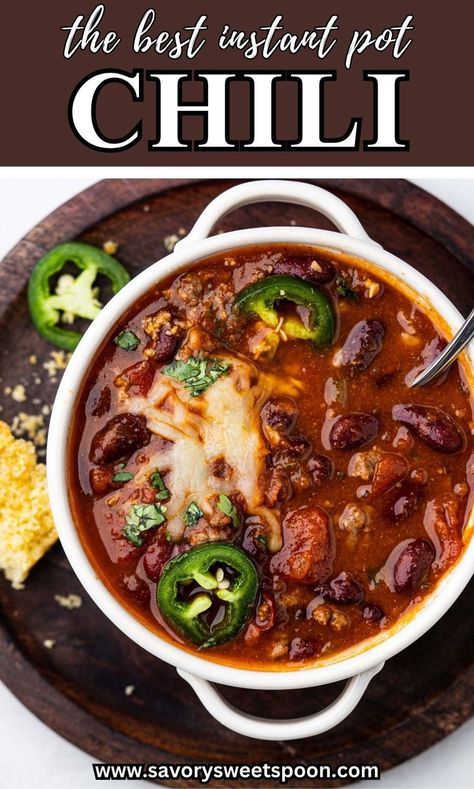 The Best Classic Chili – This traditional chili recipe with ground beef, beans, and a simple homemade blend of chili seasonings. Instapot Steak Chili, Instant Pot Ground Beef Chili, Instant Pot Chuck Roast Chili, Instant Pot Chilli Recipes Ground Beef, Instapot Chilli, Instapot Chili Recipe, Chilli Recipe Instant Pot, Chili Instapot Recipe, Instant Pot Chilli