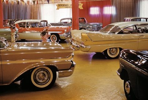 McKeesport Auto Show: Suddenly It’s 1958 | Curbside Classic Chrysler Windsor, Vintage Cars 1950s, Vintage Vehicles, Classic Vehicles, Days Gone, Car Images, Ford Motor Company, Car Dealership, Ford Motor