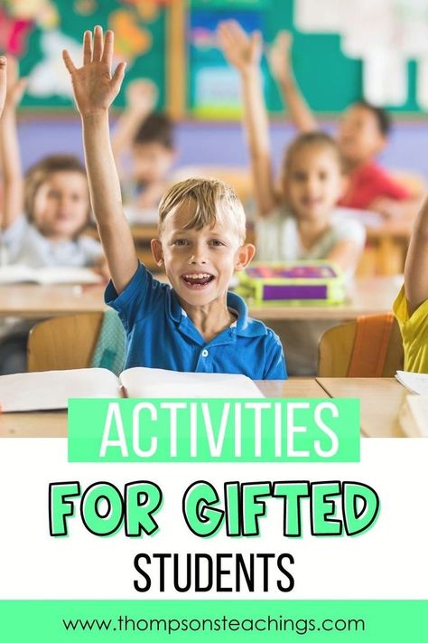 Are you struggling with differentiating instruction for gifted students? Check our ideas out here for teaching tips and ideas for engaging high achieving students in the classroom. It is important for teachers to engage all learners in the classroom but can be hard to balance gifted and talented activities along with everything else. Find more information here on how to challenged gifted students here. Gifted Math Activities, Gifted And Talented Classroom Decor, Gifted Students Activities, Gifted And Talented Activities, First Grade Gifts, Student Teaching Gifts, Differentiating Instruction, Technology Lesson, Enrichment Projects