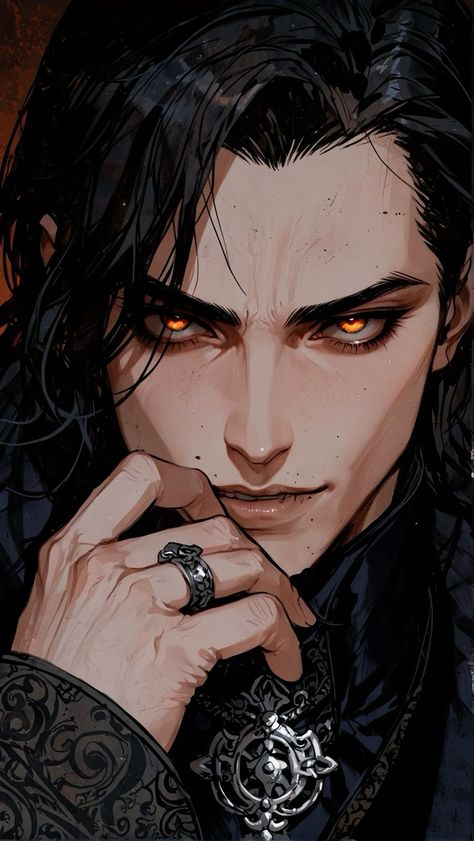 Medieval Vampire Art, Vampire Boyfriend Art, Asian Vampire Art, Filthy Rich Vampire Fanart, Black Haired Vampire, Vampire Guy Art, Dnd Vampire Character, Vampire Man Art, Vampire Character Art Male