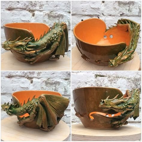 Dragon Bowl, Deco Jungle, Ceramic Yarn Bowl, Knitting Bowl, Dragon Sculpture, Yarn Bowl, Sculpting Clay, Modern Ceramics, Pottery Studio