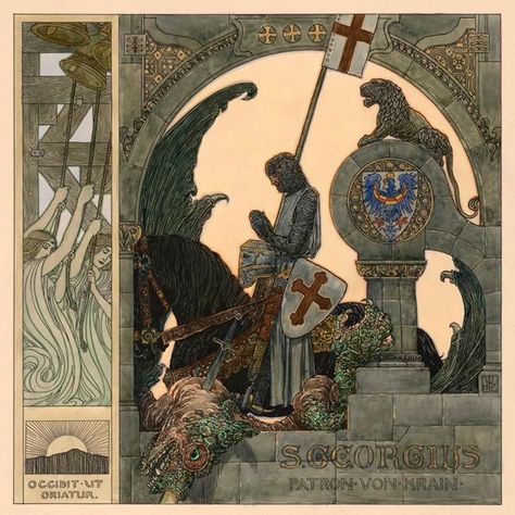 Graphisches Design, Artist Collective, Scenic Design, Saint George, Medieval Art, Medieval Fantasy, Art And Craft, Book Illustration, Dark Fantasy