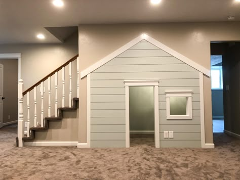 Crawlspace Playroom, Kids Under Stairs Play Areas, Stair Playhouse, Under The Stairs Dog House, Closet Playhouse, Twin Items, Basement Playhouse, Stairs Playroom, Under Stairs Playhouse