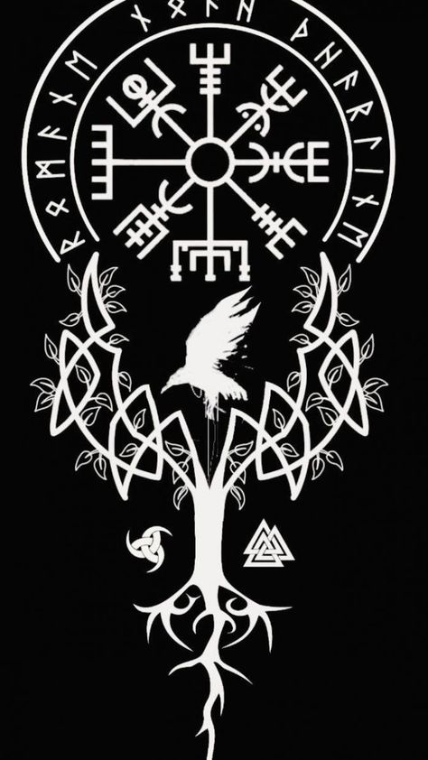 Norse Mythology Wallpaper Explore more Christian, Christianization, Fictional World, Norse Mythology, North Germanic Peoples wallpaper. https://www.whatspaper.com/norse-mythology-wallpaper-11/ Viking Symbol Tattoo, Rakel Sablon, Viking Warrior Tattoos, Norse Mythology Tattoo, Scandinavian Tattoo, Arte Viking, Viking Tattoo Symbol, Viking Tattoo Sleeve, Vikings Tattoo