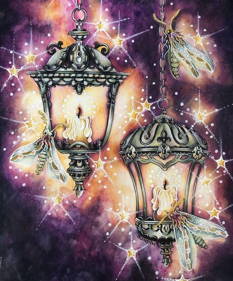 Hanna Karlzon Magical Dawn, Pencil Coloring, Witches Cottage, Midnight Masquerade, Wonderland Artwork, Hannah Karlzon, Faber Castell Polychromos, Coloring Pages Inspirational, Johanna Basford Coloring Book