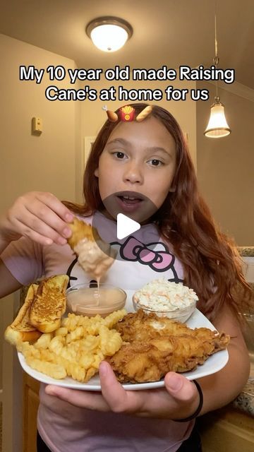 Chelcie Lannom on Instagram: "10 year old teaches MOM how to make Raising Cane's at HOME! #raisingcanes #cooking #explore #explorepage #masterchef #kidscooking" Raising Canes At Home, Canes At Home, Raising Canes Chicken Recipe, Canes Chicken, Raising Canes, Copy Cats, Instagram Recipes, Yum Recipes, Football Food