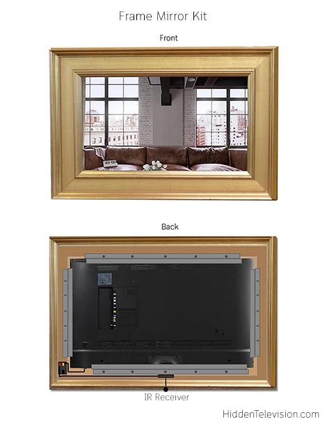 Frame Mirror Kit Diagram Frame Around Tv, Picture Frame Tv, Tv A Muro, Tv Over Fireplace, Tv Wall Cabinets, Mirror Tv, Hidden Tv, Mirror Frame Diy, Tv Design