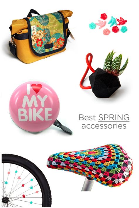 Best of Spring Bike Accessories by HappyBicycle.pt Commuter Bike Accessories, Cruiser Bike Accessories, Spring Bike, Bike Diy, Bike Decorations, Beach Cruisers, Accessories Beach, Biking Diy, Bicycle Store