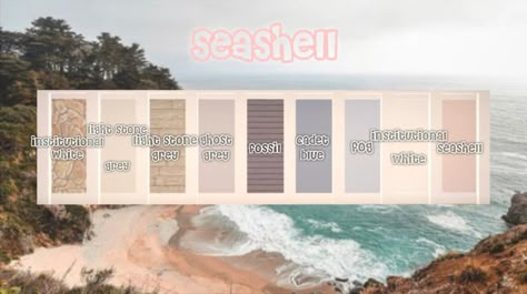 Blocksburg House Color Schemes, Coastal Colour Scheme Bloxburg, Color Pallets For Bloxburg, Coastal House Colors Bloxburg, Costal House Colors Exterior Bloxburg, Bloxburg Wall Colors Inside, Bloxburg Wall Colors Modern, Bloxburg Beach Color Scheme, Bloxburg Coastal House Entrance