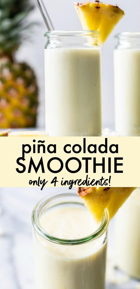 Pina Colada Protein Smoothie, Pins Colada Smoothie, Smoothly Recipes, Pina Colada Smoothie Recipe, Piña Colada Smoothie, August Recipes, Healthy Pina Colada, Perfect Smoothie Bowl, Pina Colada Smoothie