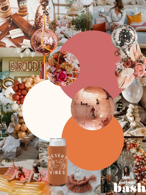 Mood Board Party Ideas, Boho Disco Party Decor, Bachelorette Party Themes Boho, Kasey Musgraves Bachelorette Party, Boho Disco Bachelorette, Dessert Bachelorette Party, Boho Bachelorette Party Theme, Desert Disco Bachelorette Outfits, Desert Disco Theme