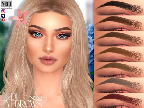 Embroidered brows in 13 colors - HQ Compatible. Cc Eyes, Sims Makeup, Cc Skin, Sims 4 Cc Eyes, Black Eyebrows, Makeup Cc, Cc Furniture, Arched Eyebrows, Sims 4 Cc Makeup