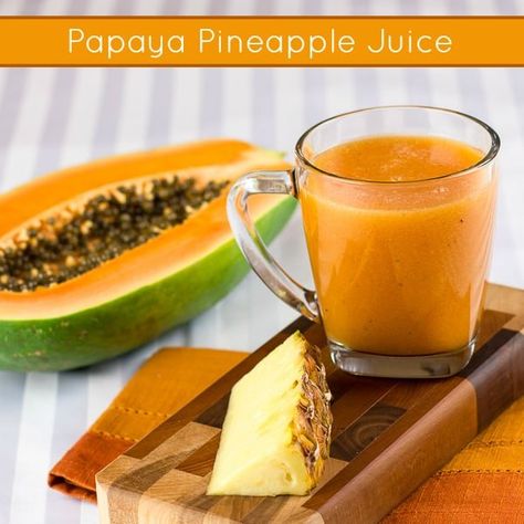 Pineapple Juice Recipes, Papaya Juice, Papaya Seeds, Smoothie Detox, Juicer Recipes, Healthy Juice Recipes, Smoothie Diet Plans, Natural Juices, Healthy Smoothie