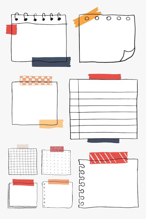 Blank Reminder Paper Notes, Goodnote Template, Kraf Kertas, Paper Notes, Digital Notes, Bullet Journal Banner, Note Doodles, Doodle Frame, Bullet Journal Notes