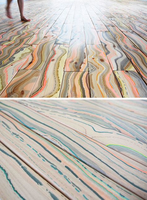 See How These Colorful Marbled Floors Are Made Unique Wood Flooring, Colorful Flooring, Marbled Floors, Painted Wooden Floors, Creative Flooring, Wooden Floors, Painted Floors, Wooden Flooring, The Floor