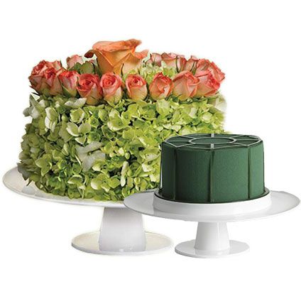 Floral Cake Kit includes 6 decorative candles.  10.5" wide and 6.5" tall. (Note: Flowers not  included). Cake Flower Arrangement, Foam Cake, Cake Form, Grave Flowers, Birthday Cake With Flowers, Birthday Wishes Flowers, Cake Kit, Fresh Flower Cake, Decorative Candles