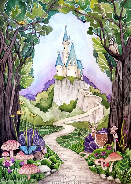 Castle Illustration, Enchanted Castle, Castle Painting, 동화 삽화, Desain Buklet, Storybook Art, Castle Art, Fantasy Magic, 캐릭터 드로잉