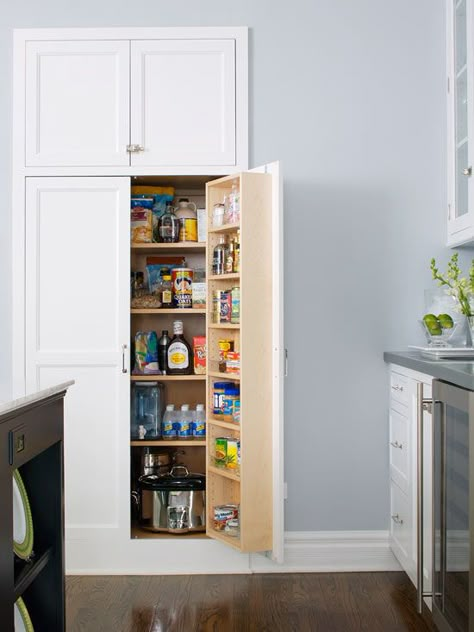 Built-in Pantry! Recessed Pantry, Desain Pantry Dapur, Pantry Designs, Panel Kitchen Cabinets, No Pantry Solutions, Storage Doors, Storage Door, Kitchen Drawer Storage, Kitchen Closet