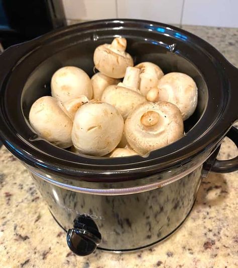 Crockpot mushrooms are delicious to serve as an appetizer or side dish. They're also perfect for adding flavor and texture to many savory dishes! #crockpotmushrooms #marinatedmushroomrecipe #slowcookermushroomrecip Crockpot Mushroom Recipes, Mushrooms In Crockpot, Mushroom Recipes Crockpot, Mushrooms Crockpot, Crockpot Mushrooms, Zucchini Pasta Sauce, Mushroom Appetizers, Crockpot Appetizers, Spinach Dip Recipe