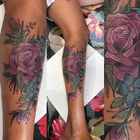 nice 25 Color Tattoos On Dark Skin to Have in 2021 Tattoo Colors On Brown Skin, Black Women Color Tattoos, Purple Tattoos On Black Women, Colour Tattoo Dark Skin, Flower Tattoos Dark Skin, Black And White With Color Tattoo, Colored And Black And White Tattoos, Color Tattoos Black Women, Dark Pink Rose Tattoo