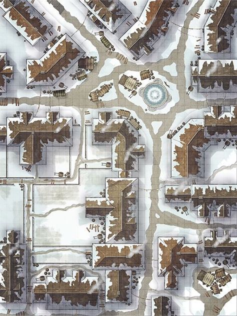 Winter Battlemap, City Streets