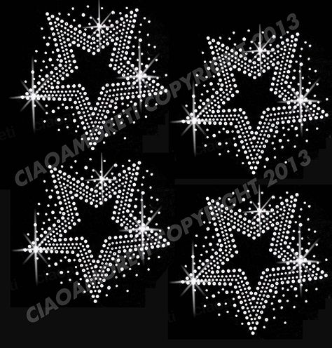 Set of 4 Stars Clear Rhinestone Iron on Hotfix Transfer bling DIY *** See this great item. Rhinestone Shirt Designs, Rhinestone Designs Templates, Rhinestone Designs Pattern, Sequin Crafts, Bling Design, Rhinestone Shirts, Diy Rhinestone, Rhinestone Transfers, Glitter Graphics