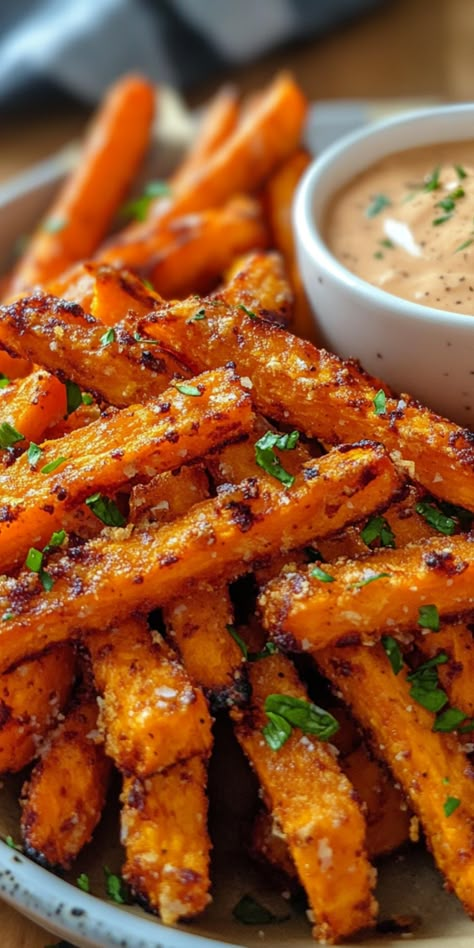 These Crispy Oven Baked Sweet Potato Fries are a delicious and healthy alternative to deep-fried fries. With minimal ingredients, you can create a crispy, golden batch in just 40 minutes.  The sweet potatoes are coated with olive oil, garlic powder, paprika, salt, and pepper, and baked to perfection without the need for frying. Extra Crispy Sweet Potato Fries, Airfry Sweet Potatoes Fries, Crispy Air Fried Sweet Potato Fries, Home Made Sweet Potato Fries Air Fryer, Crispy Air Fried Potato Wedges, Homemade Sweet Potato Fries In Oven, Rosemary Sweet Potato Fries, Sweet Potato Fries Fried In Oil, Home Made Sweet Potato Fries Oven Baked