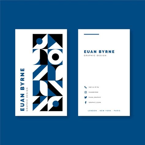 Classic blue color geometric business card Vector | Free Download Fashion Show Invitation, Name Card Design, Stationary Design, Name Cards, Classic Blue, Logo Design Inspiration, Business Card Design, Geometric Design, Logo Branding