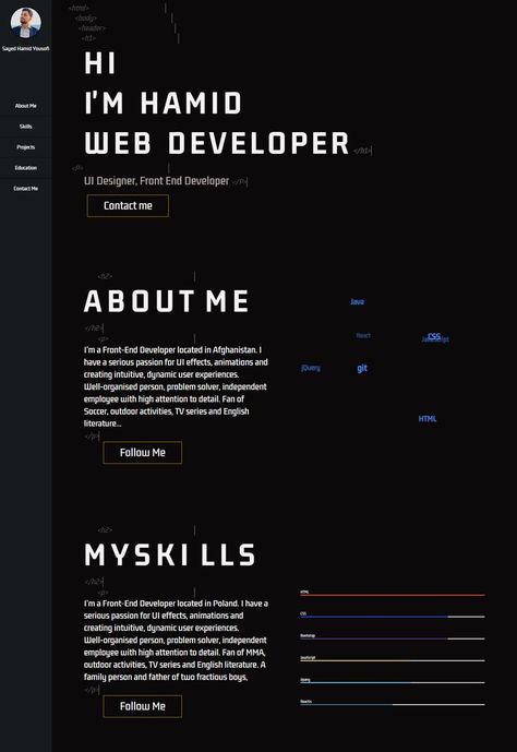 How To Make Portfolio, Web Developer Portfolio Website, Web Developer Portfolio, Developer Portfolio, Ux Design Portfolio, Web Portfolio, Portfolio Website Template, App Interface Design, Portfolio Website Design