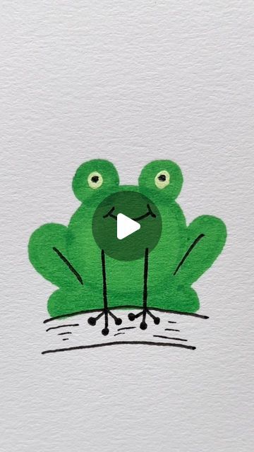 Drawing Of Frogs Cute, Paintings Of Frogs, How To Paint A Frog, Watercolor Frog Easy, How To Draw A Frog Step By Step, Draw Frog Easy, How To Draw Frog, How To Draw A Frog, Frog Painting Easy