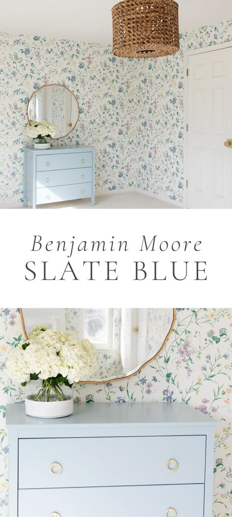 Light Blue Furniture Paint, Serena And Lily Blue Paint Colors, Dusty Cornflower Benjamin Moore Bedroom, Slate Blue Wallpaper Bathroom, Slate Blue Paint Colors Benjamin Moore, Pale Smokey Blue Paint, Paint Color, Sw Blithe Blue, Slate Blue Paint Colors