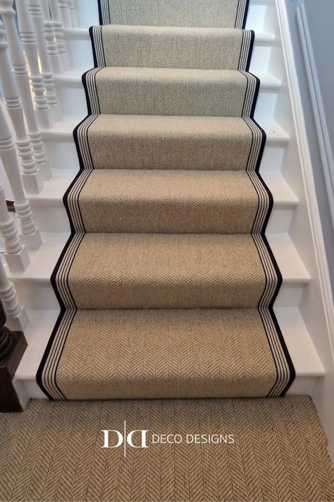 Carpet For Basement Family Room, Minimal Stairs, Staircase Carpet, Striped Stair Runner, Stairs Carpet, Stairs Runner, Stair Paneling, Boston House, Landing Ideas