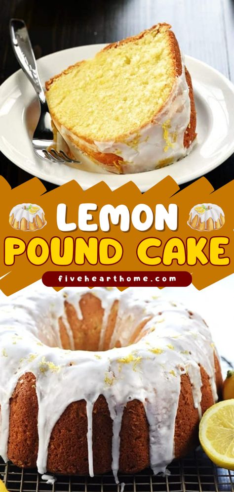 Look no further than the BEST Lemon Pound Cake! Your family will go crazy over this easy spring treat or summer dessert recipe. It's soft and moist with a lemon glaze! Save this Mother's Day cake idea! Things To Make With Fresh Lemons, Homemade Lemon Pound Cake, Moist Lemon Pound Cake, 7up Pound Cake, Lemon Pound Cake Recipe, Cakes To Make, Sweet Glaze, Baker Cake, Pound Cake Recipe